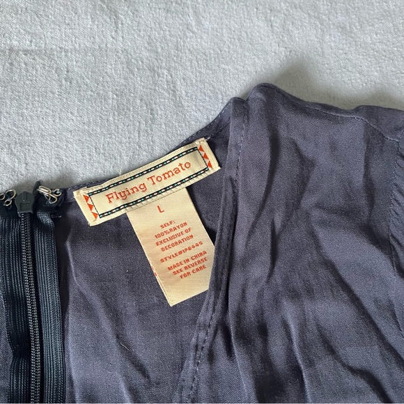 Flying Tomato navy blue embroidered flowers wrap romper - Picture 3 of 8